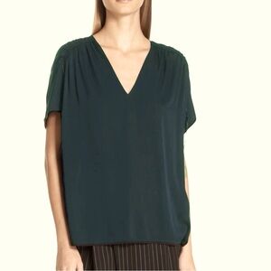 Marie Oliver Silk Blouse in Dark Olive Green – Size Small